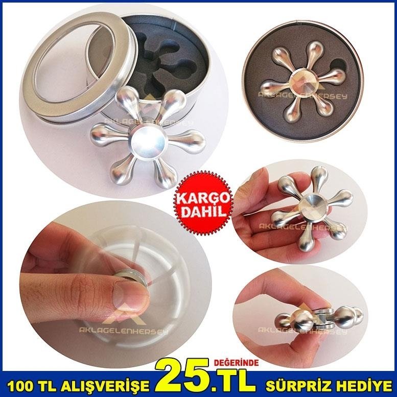 6 Kanatlı Metal Stres Çarkı Orjinal Metal Fidget Hand Spinner