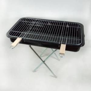 Katlanabilir Ayaklı Emaye Kaplama Portatif Mangal Izgara 60 cm Çift Kulplu Barbekü