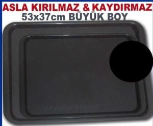 Asla Kırılmaz Süper Sağlam 53x37cm Büyük Boy Servis-tabldot Tepsisi Kaydırmayan Servis Tepsisi