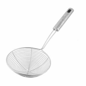 Metal Saplı Çukur Kevgir Süzgeç Cips Kızartma Yağ Süzgeci Ø13cm Profesyonel Şefler+Evlere Uygun