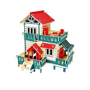 ER046 Eğitici Ahşap 3D Puzzle Villa Maketi