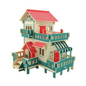 ER046 Eğitici Ahşap 3D Puzzle Villa Maketi