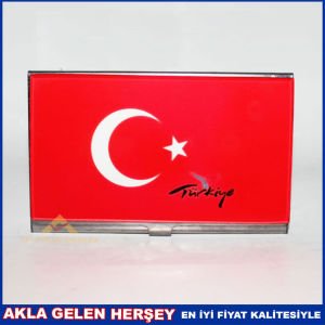 TÜRK BAYRAKLI 9x6cm AÇ KAPA ÇELİK KARTVİZİT KD