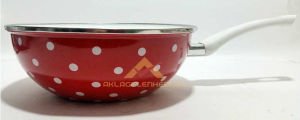 DIŞI DESENLİ İÇİ KAR BEYAZ 28cm EMAYE WOK TAVA