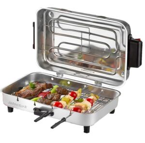Taner Mega Boy Elektrikli Izgara Alüminyum Gövde Kapaklı Mangal Barbekü 40*26 cm 4 Şişli Kebap Ocağı