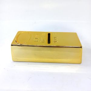 Krom Kaplama Gold Külçe Altın Görünümlü Gold Yeni Dizayn Kumbara 15x4 cm