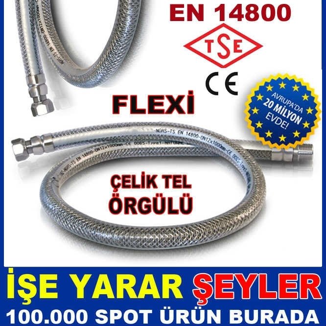 125cm GÜVENLİ FLEXİ DOĞALGAZ BAĞLANTI HORTUMU
