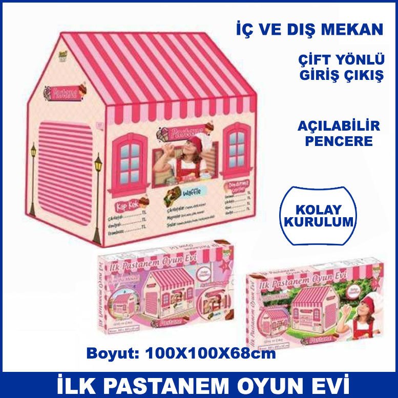 İlk Pastanem Oyun Evi - İç ve Dış Mekana Uygun - Kolay Kurulum