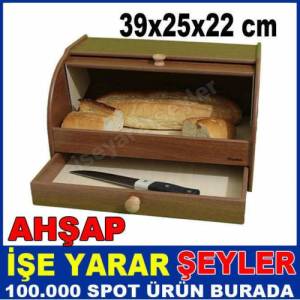 Akordeon Kapak Çekmeceli Lüks Ahşap Ekmek Kutusu