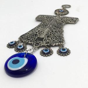 Dekoratif Metal İşlemeli Nazar Boncuklu Askılı Kaftan Duvar Süsü