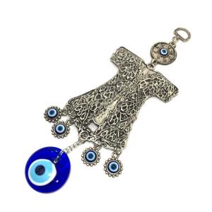 Dekoratif Metal İşlemeli Nazar Boncuklu Askılı Kaftan Duvar Süsü