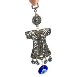 Dekoratif Metal İşlemeli Nazar Boncuklu Askılı Kaftan Duvar Süsü