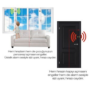 Kapı ve Pencere İçin Alarmlı Metal Çocuk ve Güvenlik Kilidi İnox 110 db ses  1. Kalite Çelik Gövde