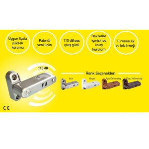 Kapı ve Pencere İçin Alarmlı Metal Çocuk ve Güvenlik Kilidi İnox 110 db ses  1. Kalite Çelik Gövde