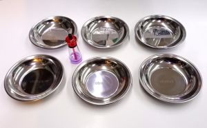 Sihirli Tuzluk Hediye 6 adet 18cm Paslanmaz Çelik Çukur Yemek Tabağı DublePorsyon Sağlam Metal Tabak
