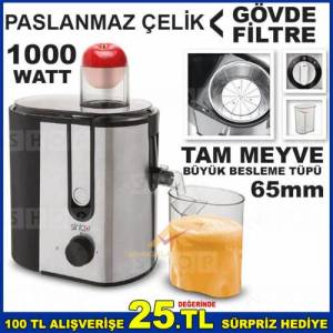 Sinbo 1000w Paslanmaz Çelik Gövde Ve Filtreli Meyve İçin Büyük Girişli Güçlü Katı Meyve Sıkacağı