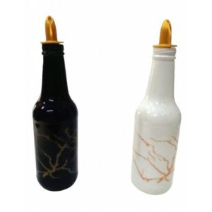 Sigma Glass 2x250cc Cam Cunda-Marmara Siyah-Beyaz Yağdanlık Seti 2 Delikli Plastik Tıpalı