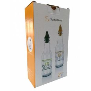 Sigma Glass 2x250cc Cam Cunda-Marmara Siyah-Beyaz Yağdanlık Seti 2 Delikli Plastik Tıpalı