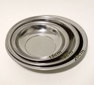 Yaşam Boyu Garantili 6 adet 20cm Paslanmaz Çelik Çukur Yemek Tabağı BüyükPorsyon Sağlam Metal Tabak