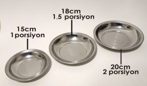 Yaşam Boyu Garantili 6 adet 20cm Paslanmaz Çelik Çukur Yemek Tabağı BüyükPorsyon Sağlam Metal Tabak
