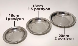Yaşam Boyu Garantili 3 adet 20cm Paslanmaz Çelik Çukur Yemek Tabağı BüyükPorsyon Sağlam Metal Tabak