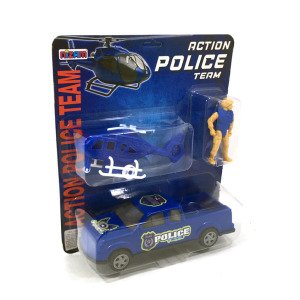 3 Parçadan Oluşan Polisli Helikopterli Arabalı Oyuncak Polis Seti Action Police Team