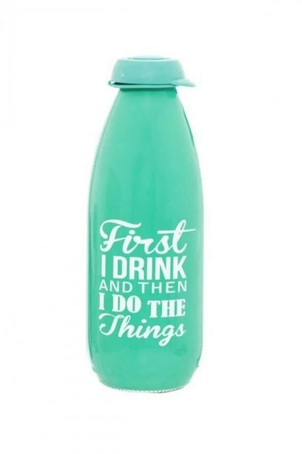 Yeşil Desenli Süt Şişesi 1 Litre