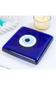 Dekoratif Kalın Cam Kağıt Ağırlığı Nazar Boncuğu 10x10 Gider Kapak Süsü Cam Nazarlık Masaüstü Notluk