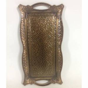 Dekoratif antika görünümlü metal tepsi 33x17cm çay,kahve tepsisi