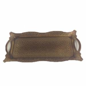Dekoratif antika görünümlü metal tepsi 33x17cm çay,kahve tepsisi