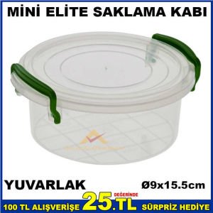 MİNİ ELİTE YUVARLAK KİLİTLİ SAKLAMA KABI 0.5 LT