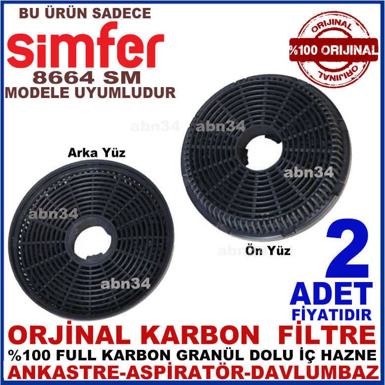 SİMFER ANKASTRE DAVLUMBAZ FİLTRESİ Simfer 8664 SM Davlumbaz Ankastre Aspiratör Karbon Filtre-1009