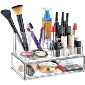 Tozdan Korumak İstediğiniz Malzemeleriniz İçin Şeffaf 3 Çekmeceli Makyaj Düzenleyici Organizer Set