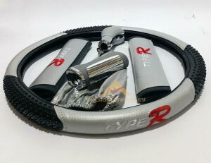 6 PARÇA TYPE-R DİREKSİYON KILIFI VİTES TOPUZU EMNİYET KEMER KONFORU EL FRENİ KABI ARAÇ DİZAYN SETİ