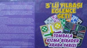 3 Lü Yılbaşı Eğlence Seti  Tombala Kızma Birader Araba Yarışı Oyun Set