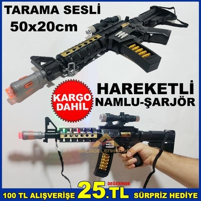 TARAMA SESLİ HAREKETLİ ŞARJÖR NAMLU OMUZ ASKI BÜYÜK IŞIKLI TÜFEK