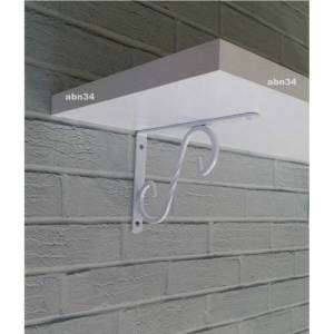 Metal ferforje raf ayağı Beyaz Renk 20x15cm L ayak vidalarla dübelleri dahil çelik raf altı demiri
