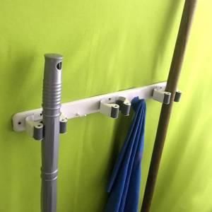 Duvara Monte 3'lü Metal Organizer Paspas Mop Fırça Süpürge Tutucu Sihirli Mop Sopası Kıskacı Askısı