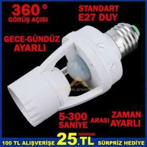GECE-GÜNDÜZ AYARLI 360°GÖRÜŞ AÇILI DEDEKTÖR SENSÖR TAVAN ARMATÜRÜ