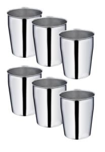 6 Adet Çelik Bardak 330ml Yaşam Boyu Garantili Paslanmayan Kırılmayan Bardak Krom Nikel Kaplama Kupa