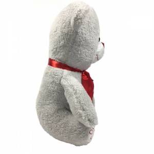 Kalp Tutan Sevimli Gri Peluş Ayı - Sevgiliye Özel Hediyelik 50cm