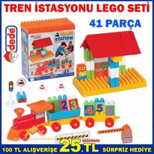 Eğitici Oyuncak Tren İstasyonu 41 Pcs Lego Seti