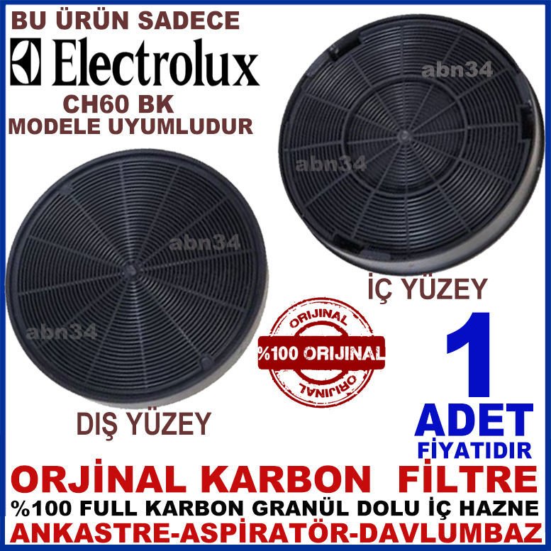 ELECTROLUX ANKASTRE DAVLUMBAZ FİLTRESİ EFC CH60 BK MODEL DAVLUMBAZ İÇİN GRANÜL KARBONLU FİLTRE-1002