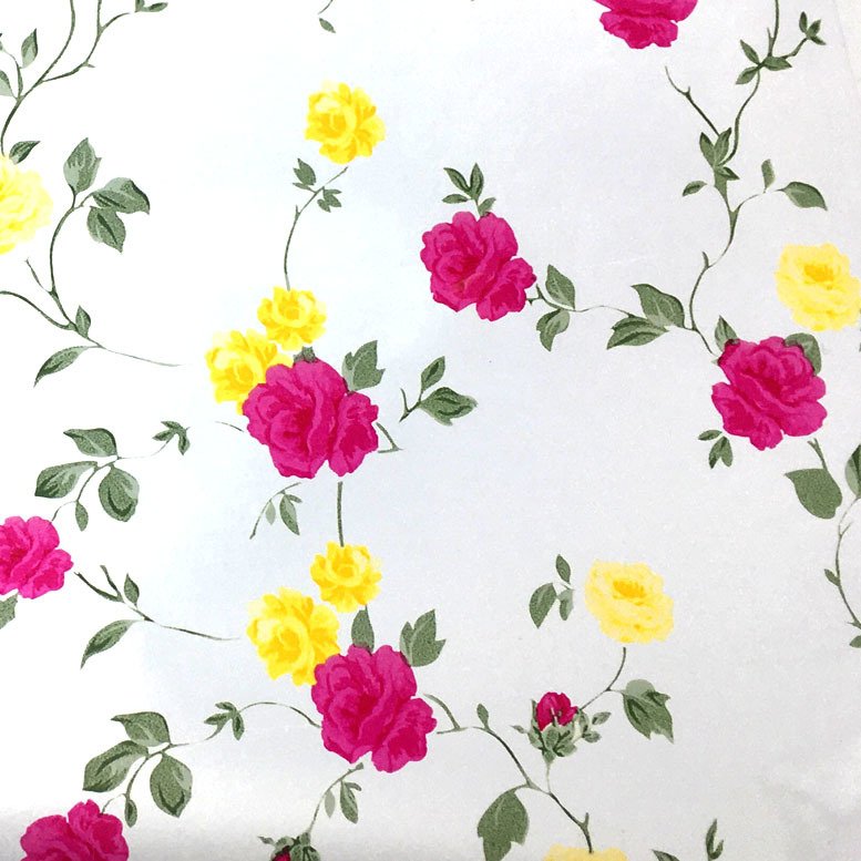 5mt Rulo 500x45cm Sarı ve Pembe Gül Desen Kendi Yapışkanlı Pvc Folyo Duvar+Mobilya,Dolap Kaplaması