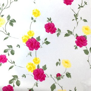 5mt Rulo 500x45cm Sarı ve Pembe Gül Desen Kendi Yapışkanlı Pvc Folyo Duvar+Mobilya,Dolap Kaplaması