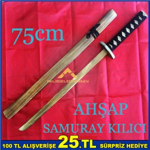 TAMAMI AĞAÇTAN ÜRETİLMİŞ AHŞAP SAMURAY KILICI