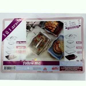 3 in 1 Kare Dikdörtgen ve Yuvarlak Borcam Taşıma Kabı 47x35x12cm Kapaklı Süper Şık Sunum Tepsisi