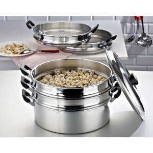 Alüminyum Mantı Tencereleri Seti 30cm 6 Parça 5 Katlı Aliminyum Mavioli Pot Yanmaz-Yapışmaz