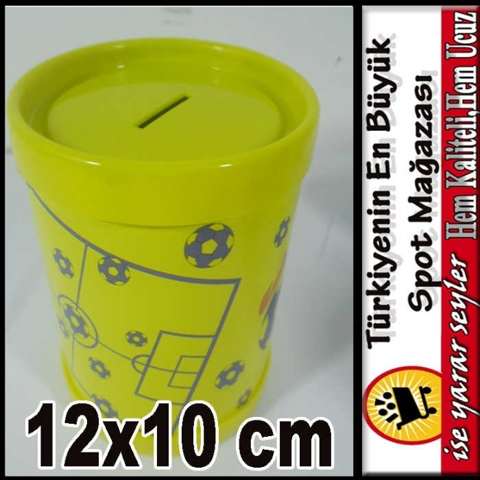 FIÇI TİPİ SARI LACİVERT DESEN PLASTİK KUMBARA