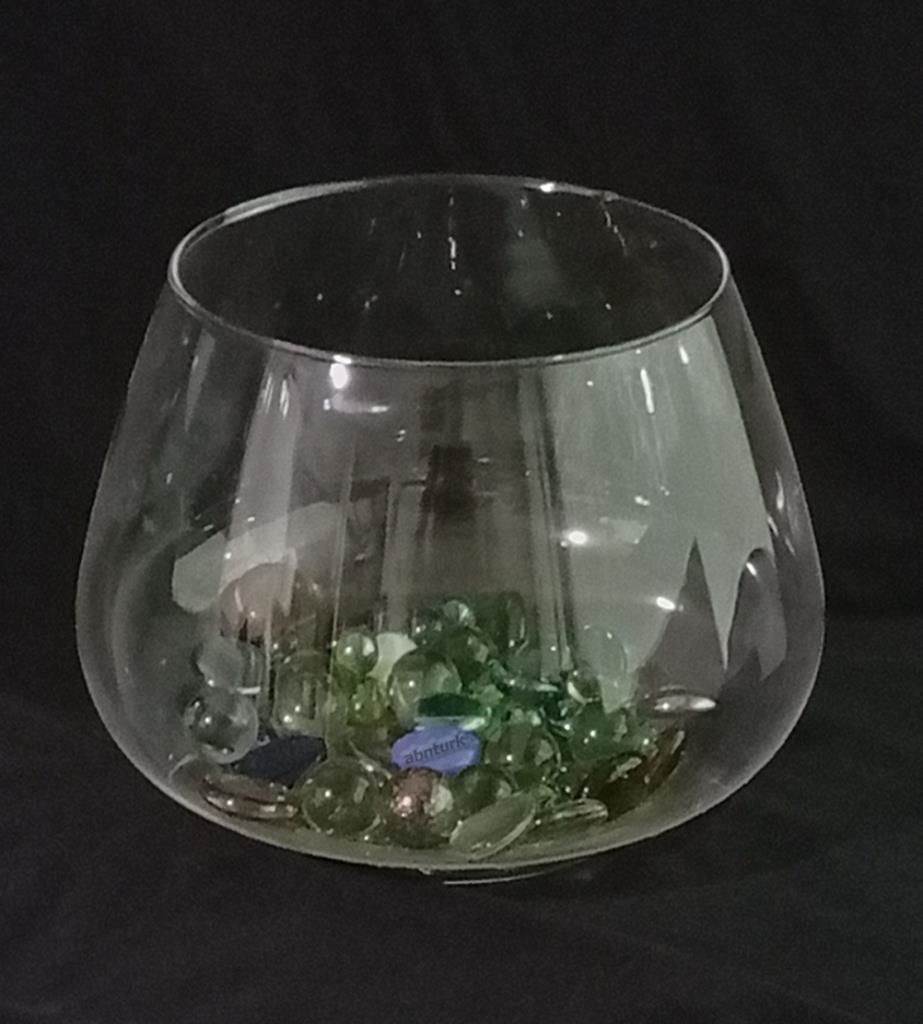 Büyük Boy Balık Akvaryumu Cam Fanus Vazo Olarak ideal Çap:25cm Yükseklik:19cm Ağız Genişliği:18cm